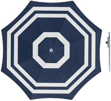 Parasol - Blauw/wit - D120 cm - incl. draagtas - parasolharing - 49 cm