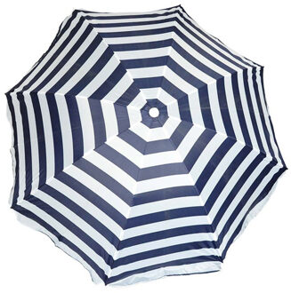 Parasol - blauw/wit - gestreept - D140 cm - UV-bescherming - incl. draagtas - Parasols