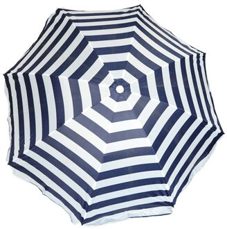 Parasol - blauw/wit - gestreept - D160 cm - UV-bescherming - incl. draagtas - Parasols