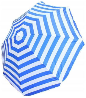 Parasol - blauw/wit - gestreept - D165 cm - verstelbare strandparasol