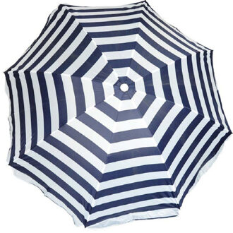 Parasol - blauw/wit - gestreeptA - D120 cm - UV-bescherming - incl. draagtas - Parasols