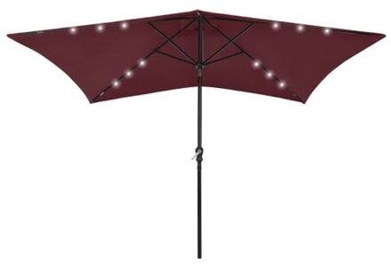 Parasol Bordeauxrood 200x300x247 cm - Polyester en gepoedercoat staal - Met 18 LEDs