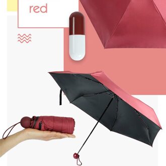 Parasol Capsule Paraplu Paraplu Regen Paraplu Zon Compacte Draagbare Vrouwen Kleine Pocket Mini Mannen Folding Reizen Anti-Uv Meisjes bordeaux