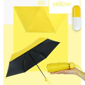 Parasol Capsule Paraplu Paraplu Regen Paraplu Zon Compacte Draagbare Vrouwen Kleine Pocket Mini Mannen Folding Reizen Anti-Uv Meisjes geel