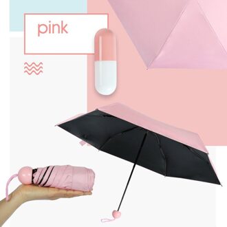 Parasol Capsule Paraplu Paraplu Regen Paraplu Zon Compacte Draagbare Vrouwen Kleine Pocket Mini Mannen Folding Reizen Anti-Uv Meisjes roze