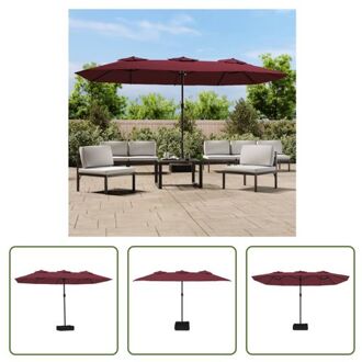 Parasol Deluxe - Dubbel - Bordeauxrood/Donkergrijs - 449x265x245cm