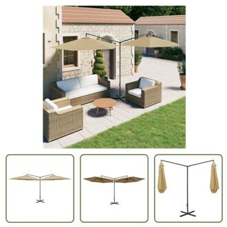 Parasol Dubbel Profi - Grote afmeting 600 x 290 cm - Taupe