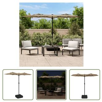 Parasol Dubbel Taupe en Donkergrijs - 316x145x240cm - LED