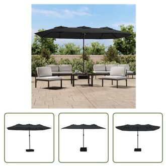 Parasol Dubbel - Zwart en Donkergrijs - 449 x 265 x 245 cm - UV-beschermend - Sterk Frame