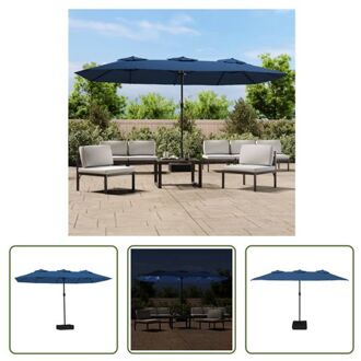 Parasol Dubbel Zwevend - Azuurblauw en Donkergrijs - 449 x 265 x 245 cm - UV-Beschermend Polyester