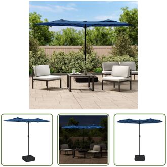 Parasol Dubbelzijdig - 316x145x240 cm - Led-verlichting - Azuurblauw/Donkergrijs