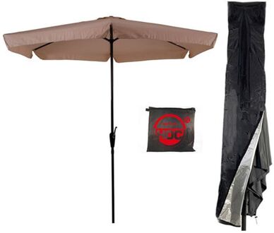 Parasol - Ecru - Beige Parasol met hoes - 3m - Stokparasol - Ecru parasol met Redlabel Parasol hoes