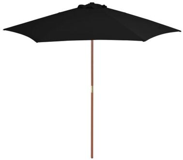 Parasol Elegant 270x244 cm - zwart - bamboe/hardhout - UV-beschermend polyester - Ø 38mm paal