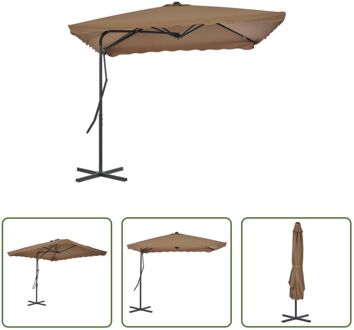 Parasol - Elegant - UV-beschermend - 360 graden draaibaar - Taupe - 250x250x230 cm - Stalen paal