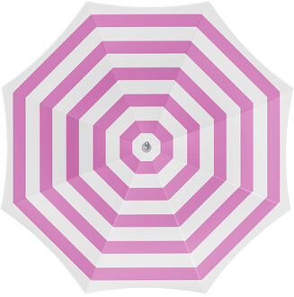 Parasol - fuchsia/wit - gestreept - D180 cm - UV-bescherming - incl. draagtas