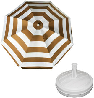 Parasol - goud - D120 cm - incl. draagtas - parasolvoet - 42 cm