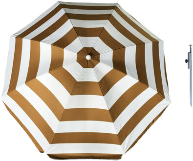 Parasol - Goud/wit - D140 cm - incl. draagtas - parasolharing - 49 cm - Parasols Goudkleurig