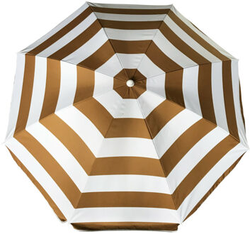 Parasol - goud/wit - gestreept - D160 cm - UV-bescherming - incl. draagtas - Parasols Zilverkleurig