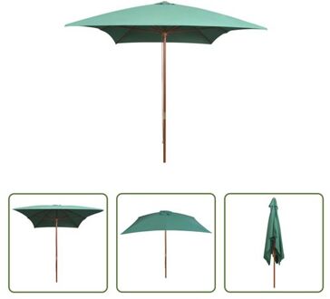 Parasol Groen - 200 x 300 cm - Hardhouten Frame - UV-bestendig Polyester