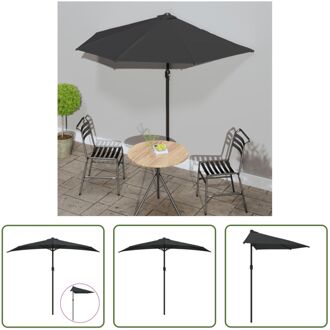 Parasol - Halfrond - Zwart - 270 x 144 x 222 cm - 38 mm paaldiameter - UV-beschermend polyester