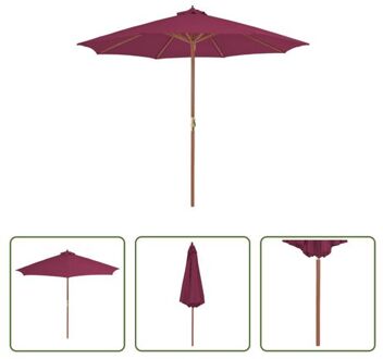 Parasol - Houten - 300x250 cm - Bordeauxrood - UV-beschermend