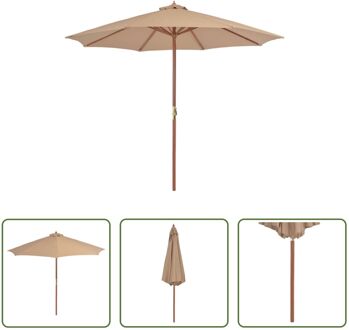 Parasol - Houten - 300x250 cm - UV-beschermend - Zwengelsysteem Taupe