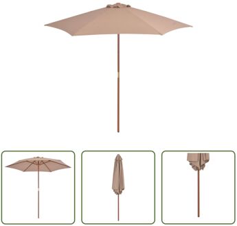 Parasol - Houten - Polyester - Ø270 cm x 244 cm - Taupe