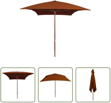 Parasol - Houten - Terracotta - 200 x 300 x 250 cm - UV-beschermend Bruin