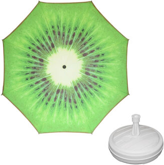 Parasol - kiwi fruit - D160 cm - incl. draagtas - parasolvoet - 42 cm