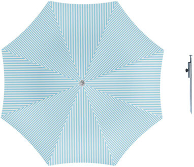 Parasol - lichtblauw/wit - D160 cm - incl. draagtas - parasolharing - 49 cm