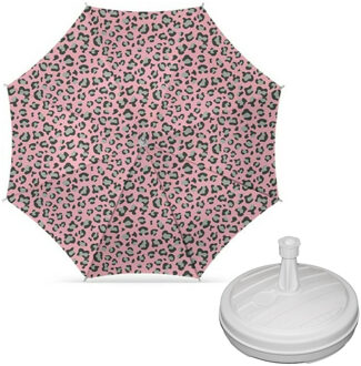 Parasol - Luipaard print roze - D160 cm - incl. draagtas - parasolvoet - 42 cm - Parasols