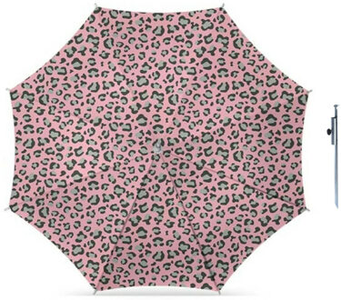 Parasol - luipaard roze print - D160 cm - incl. draagtas - parasolharing - 49 cm - Parasols