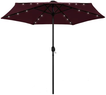 Parasol met LED-verlichting aluminium paal 270 cm bordeauxrood