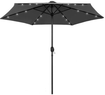 Parasol met LED-verlichting en aluminium paal 270 cm antraciet Grijs