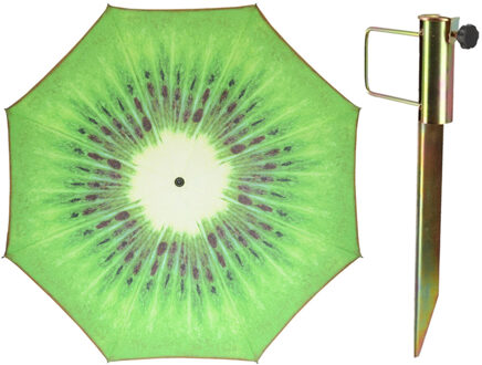 Parasol met metalen grondharing - kiwi fruit groen - polyester - Dia 180 cm - verstelbaar