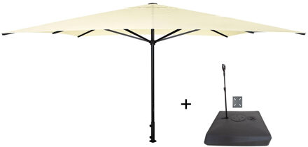 Parasol Moreno 400x400cm ecru met verrijdbare vulvoet Rhino