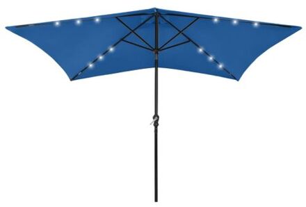 Parasol Rechthoekig - 200 x 300 x 247 cm - Azuurblauw - UV-beschermend polyester - Gepoedercoat staal
