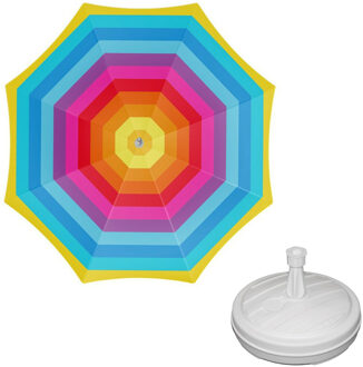 Parasol - Regenboog - D160 cm - incl. draagtas - parasolvoet - 42 cm - Parasols Multikleur