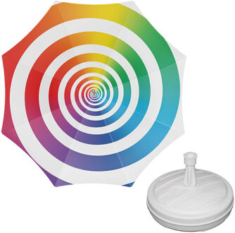 Parasol - regenboog - D160 cm - incl. draagtas - parasolvoet - 42 cm