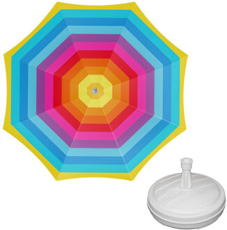 Parasol - Regenboog - D180 cm - incl. draagtas - parasolvoet - 42 cm - Parasols Multikleur