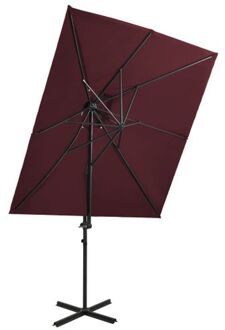 Parasol Rood 250x250x253 cm - uv-beschermend polyester - kantelbaar en draaibaar - stabiele aluminium