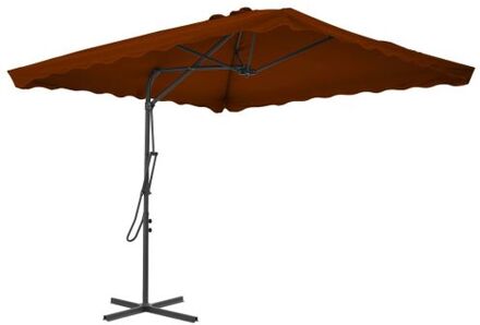 Parasol Terracotta 250x250x230 cm - UV-beschermend polyester - 360 graden draaibaar - Inclusief Bruin