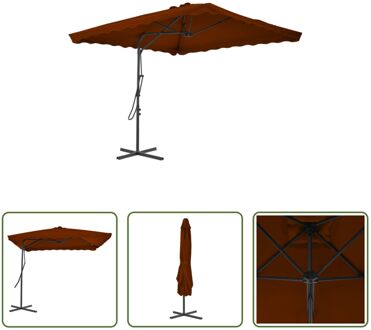 Parasol Terracotta 250x250x230 cm - UV-beschermend polyester - 360 graden draaibaar - Inclusief Bruin