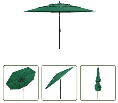 Parasol The Living Store - 3-laags - Groen - Polyester - Aluminium - 350 x 260 cm