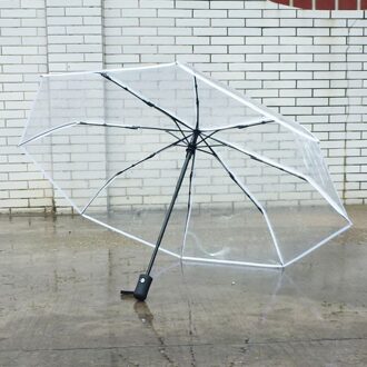 Parasol Transparante Compact Folding Automatische Transparante Regen Paraplu Opvouwbare Paraplu Woninginrichting Outdoor Reizen UV wit