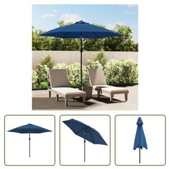 Parasol Tuin - 300 x 222 cm - Azuurblauw - UV-beschermend polyester - 38 mm paaldiameter