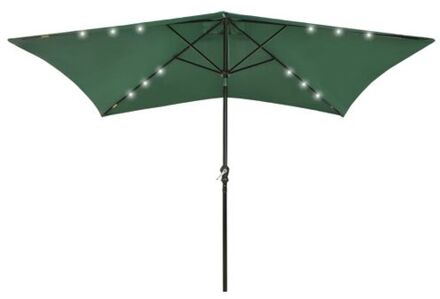 Parasol Tuin - Groen - UV-Beschermend Polyester - Gepoedercoat Staal - 200x300x247cm - Met LEDs
