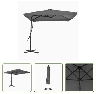 Parasol Vierkant Antraciet 250x250x230 cm - UV-beschermend - Stabiel - Eenvoudig te monteren Grijs