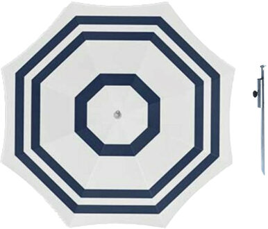 Parasol - Wit/blauw - D140 cm - incl. draagtas - parasolharing - 49 cm