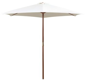 Parasol with wooden stick 270x270 cm cream white